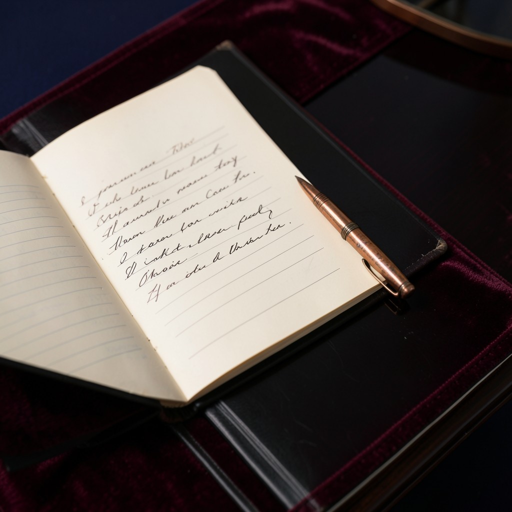 Notebook with a short handwritten confirmation checklist beside a chart binder